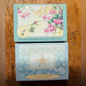Two pack Hallmark notecards (shells & hummingbirds), discontinued